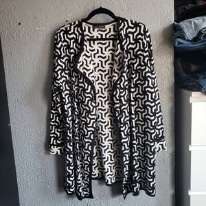 XL August Silk Black & White Cardigan